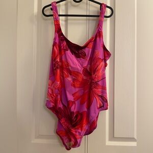 Speedo pink floral one-piece swimsuit